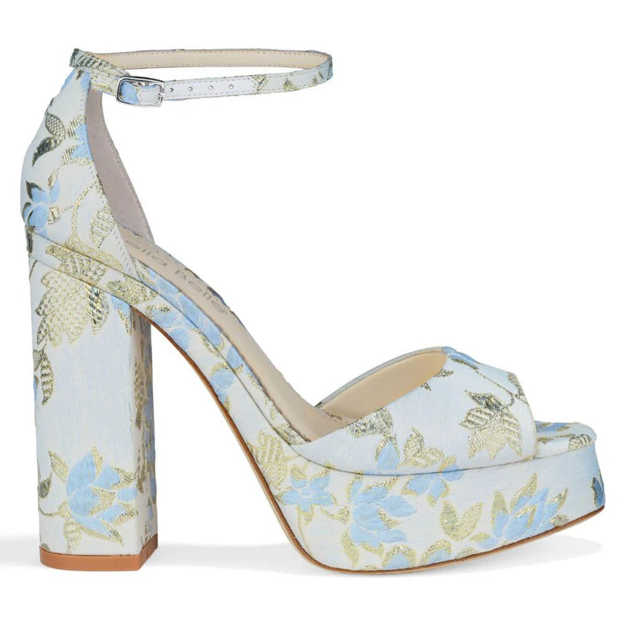Bella Belle Catarina Blue Floral Platform Sandals