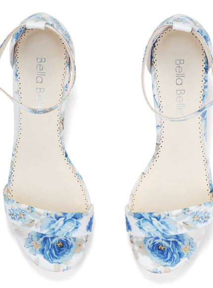 Bella Belle Vanessa Blue Floral Block Heels