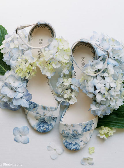 Bella Belle Vanessa Blue Floral Block Heels