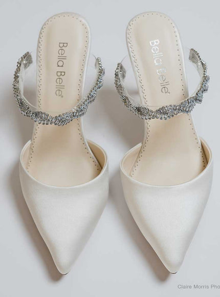 Bella Belle Weslyn Crystal Strap Bridal Mules