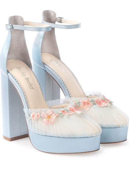 Bella Belle Celeste Blue Tulle Platform Block Heels