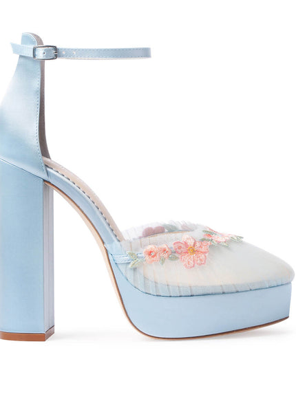 Bella Belle Celeste Blue Tulle Platform Block Heels