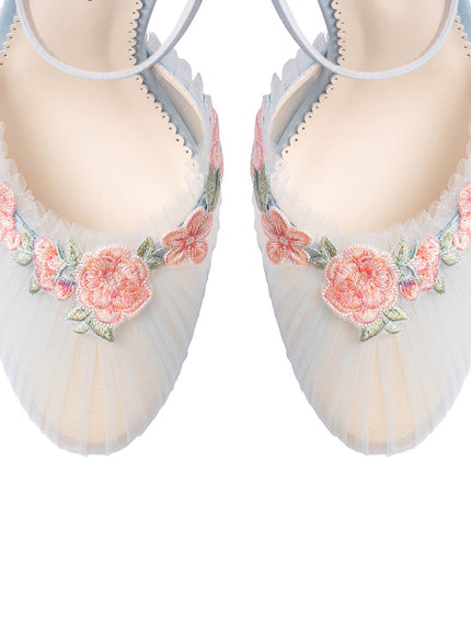Bella Belle Celeste Blue Tulle Platform Block Heels