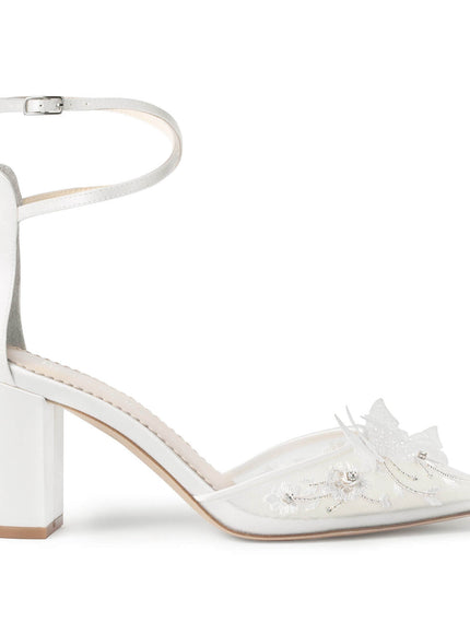 Bella Belle Eliza Ivory Embroidered Butterfly Block Heels