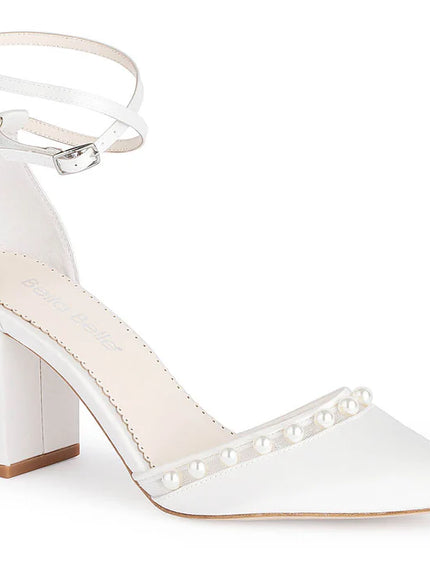 Bella Belle Emery 3-Inch Ivory Block Heel Wedding Shoes With Pearls