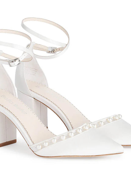 Bella Belle Emery 3-Inch Ivory Block Heel Wedding Shoes With Pearls