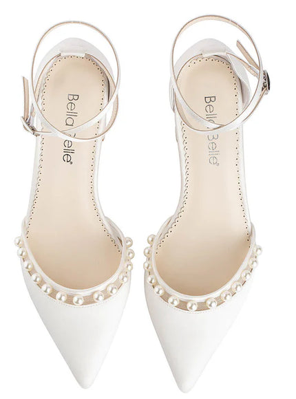 Bella Belle Emery 3-Inch Ivory Block Heel Wedding Shoes With Pearls