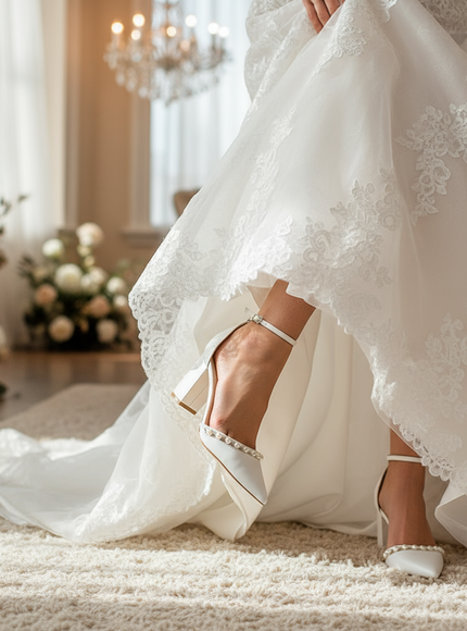 Bella Belle Emery 3-Inch Ivory Block Heel Wedding Shoes With Pearls