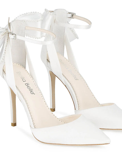 Bella Belle Mirabelle Ivory Ankle Strap Pearl Bow Heels