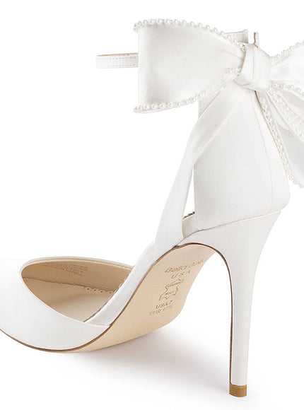 Bella Belle Mirabelle Ivory Ankle Strap Pearl Bow Heels