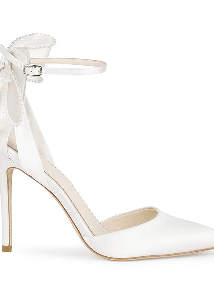 Bella Belle Mirabelle Ivory Ankle Strap Pearl Bow Heels