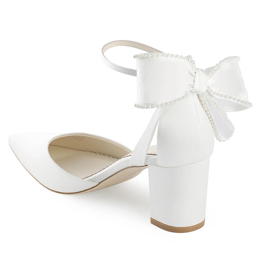 Bella Belle Molly Pearl Bow Bridal Heel Ivory