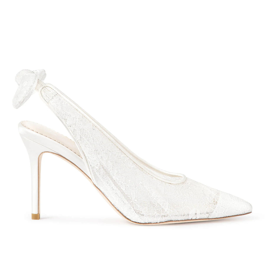 Bella Belle Monroe Lace Slingback Stiletto Ivory