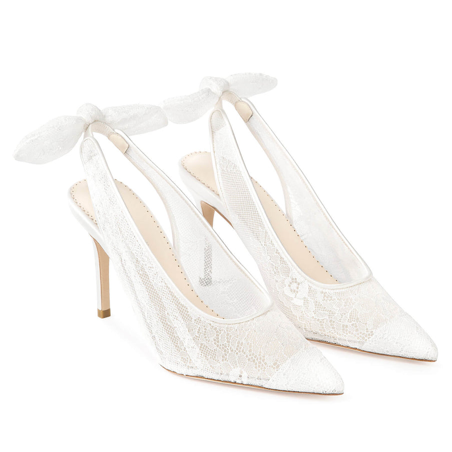 Bella Belle Monroe Lace Slingback Stiletto Ivory