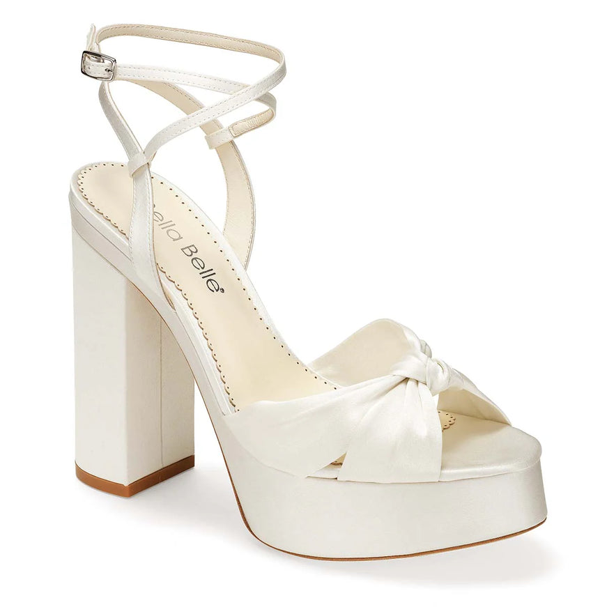 Bella Belle Serafina Platform Block Heel Sandals – Ivory Silk