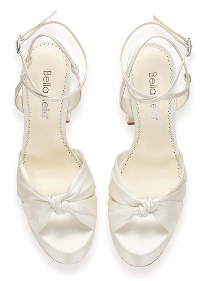 Bella Belle Serafina Platform Block Heel Sandals – Ivory Silk