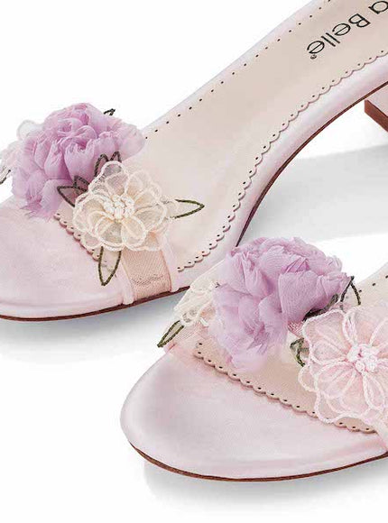 Bella Belle Ella Blush Floral Block Heel Sandals