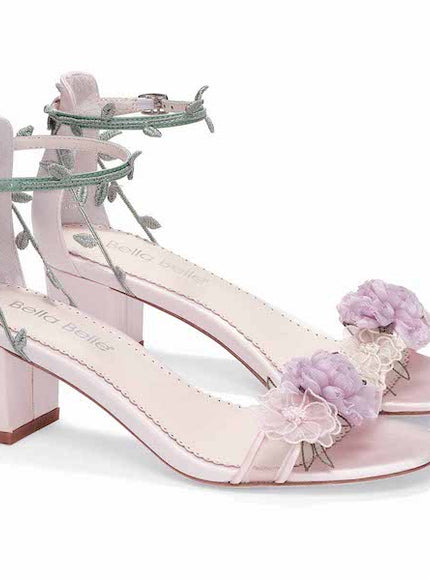 Bella Belle Ella Blush Floral Block Heel Sandals