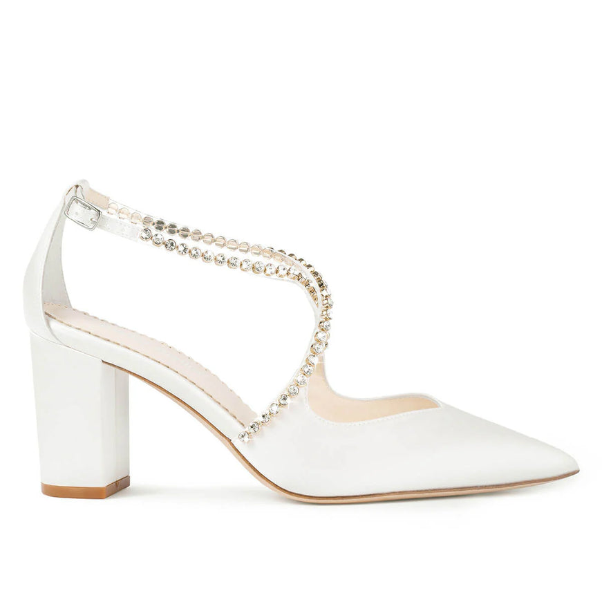 Bella Belle Massie Ivory Crystal Block Heel Bridal Shoe