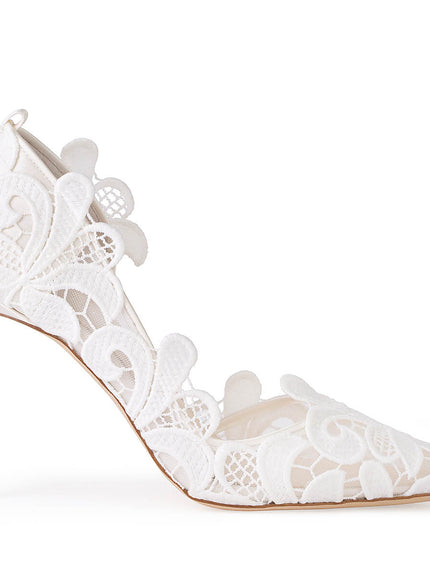 Bella Belle Odette Ivory Geometric Lace Pointed Toe Heels