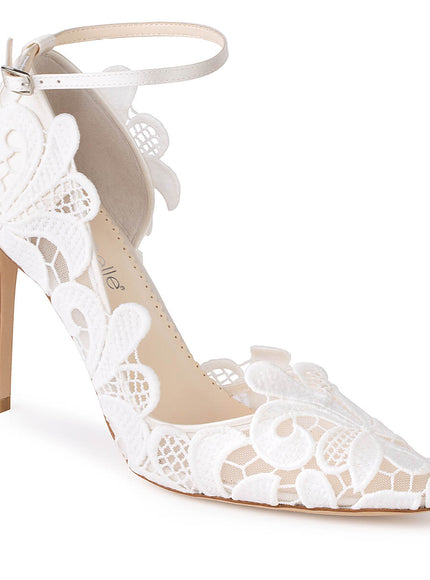 Bella Belle Odette Ivory Geometric Lace Pointed Toe Heels