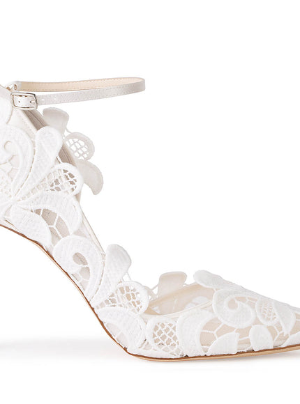 Bella Belle Odette Ivory Geometric Lace Pointed Toe Heels
