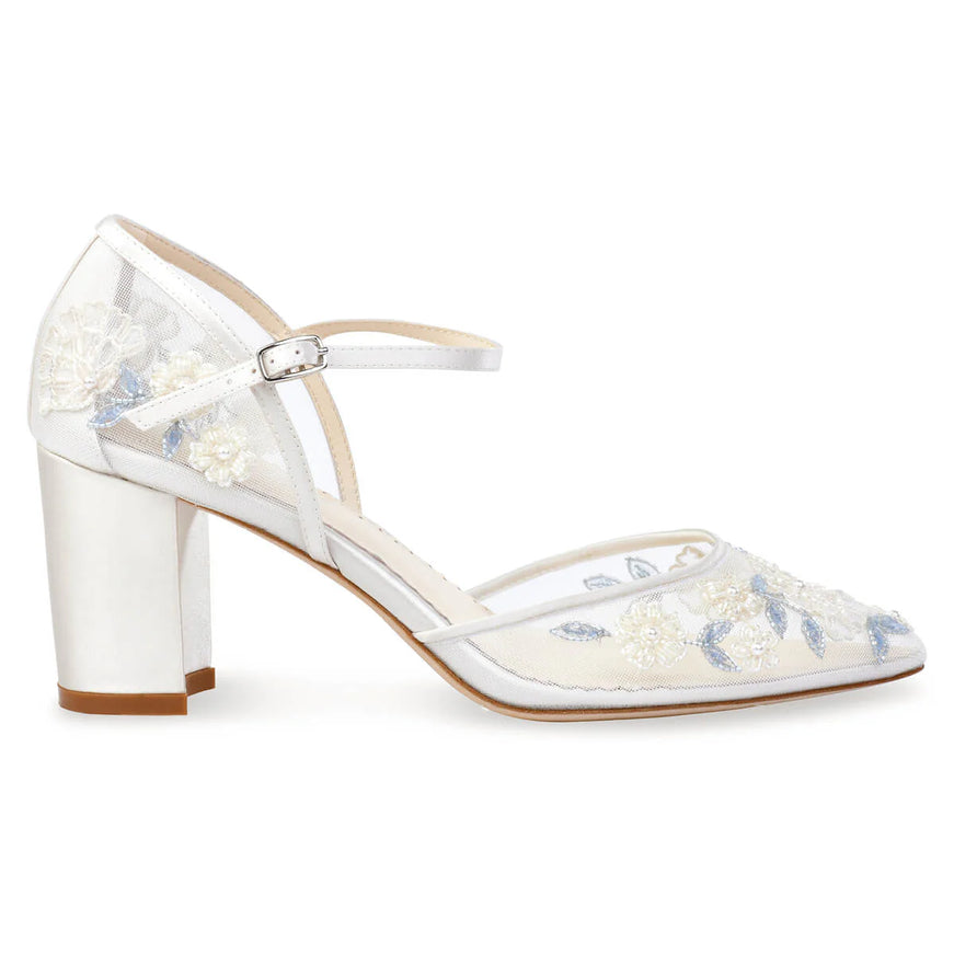 Bella Belle Vivian Something Blue Ivory Wedding Block Heels
