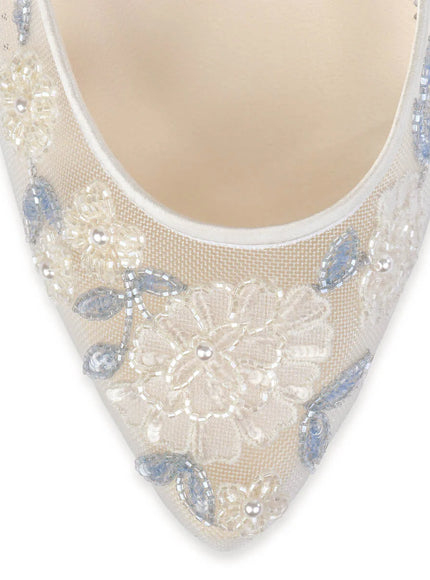 Bella Belle Vivian Something Blue Ivory Wedding Block Heels