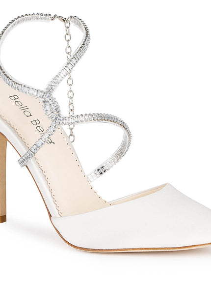 Bella Belle Sidney Ivory Crystal Strap Pointed Toe Heels
