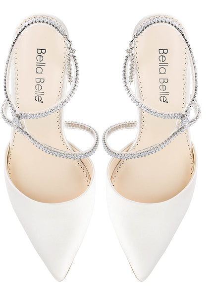 Bella Belle Sidney Ivory Crystal Strap Pointed Toe Heels