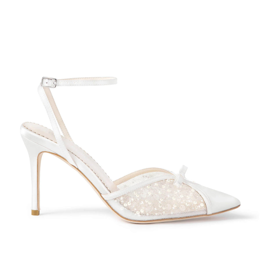 Bella Belle Waverly Pearl Sequin Stiletto Heel Ivory