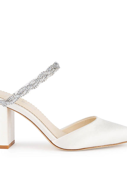 Bella Belle Weslyn Crystal Strap Bridal Mules
