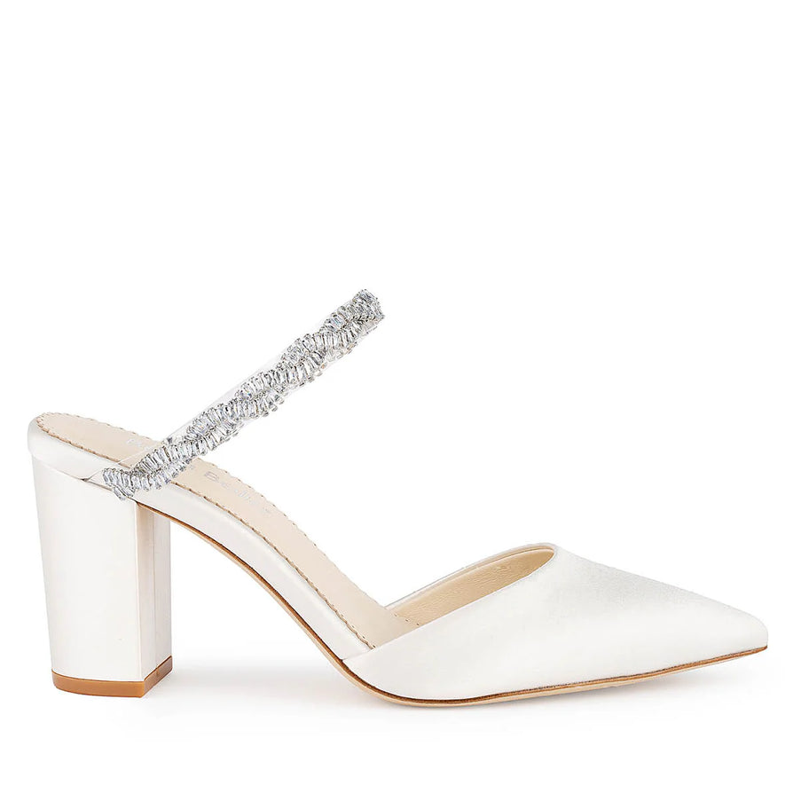 Bella Belle Weslyn Crystal Strap Bridal Mules