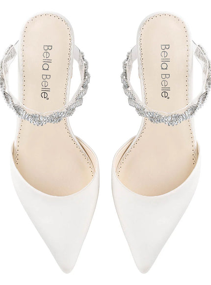 Bella Belle Weslyn Crystal Strap Bridal Mules