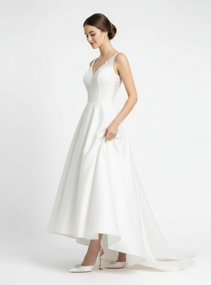 Bella Belle Andie Pearl Buckle Slingback Heels – Ivory Silk