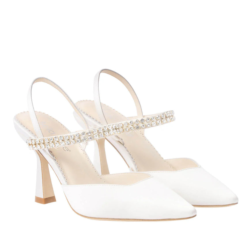 Bella Belle Campbell Crystal Strap Spool Heel Bridal Slingbacks