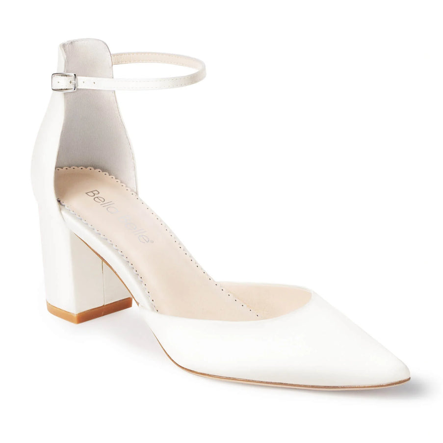 Bella Belle Mia Ivory Ankle Strap Block Heel