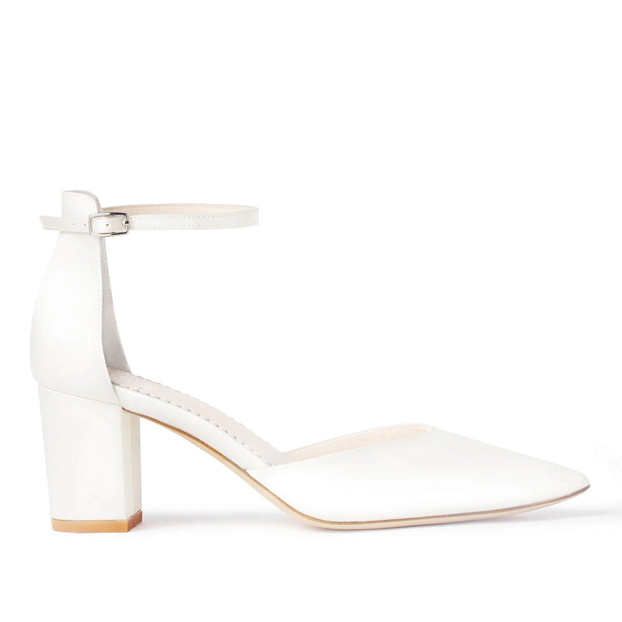 Bella Belle Mia Ivory Ankle Strap Block Heel