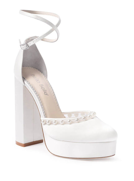 Bella Belle Sabrina Pearl Platform Ivory Bridal Block Heels