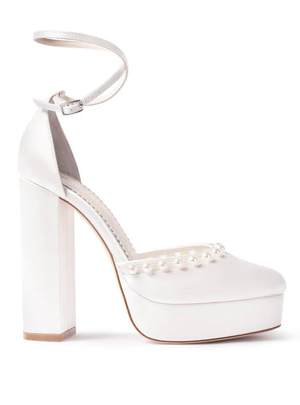 Bella Belle Sabrina Pearl Platform Ivory Bridal Block Heels