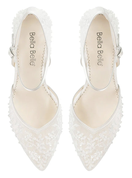 Bella Belle Carla Floral Beaded Lace D’Orsay Block Heels