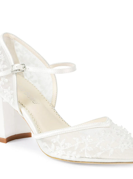 Bella Belle Carla Floral Beaded Lace D’Orsay Block Heels