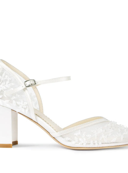 Bella Belle Carla Floral Beaded Lace D’Orsay Block Heels