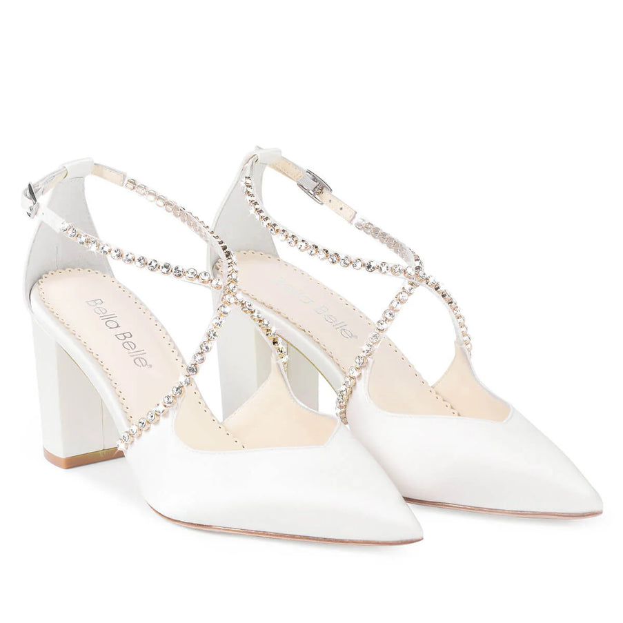Bella Belle Massie Ivory Crystal Block Heel Bridal Shoe