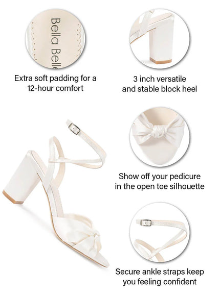 Bella Belle Sienna Silk Knotted Bow Block Heel Sandals