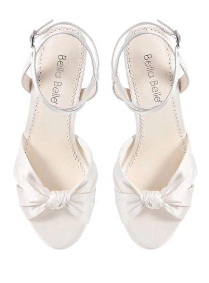 Bella Belle Sienna Silk Knotted Bow Block Heel Sandals