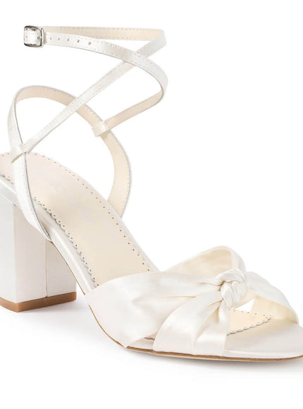 Bella Belle Sienna Silk Knotted Bow Block Heel Sandals
