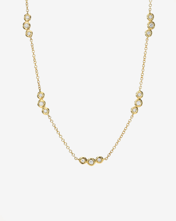 Zoe Lev Bezel Diamond Trio Segment Necklace