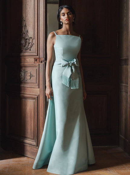 Anne Barge Mott Metallic Faille Pique Evening Gown