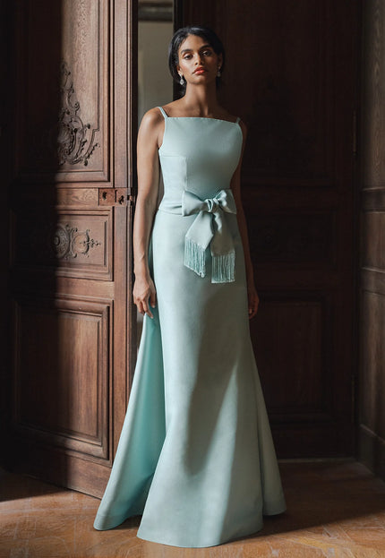 Anne Barge Mott Metallic Faille Pique Evening Gown